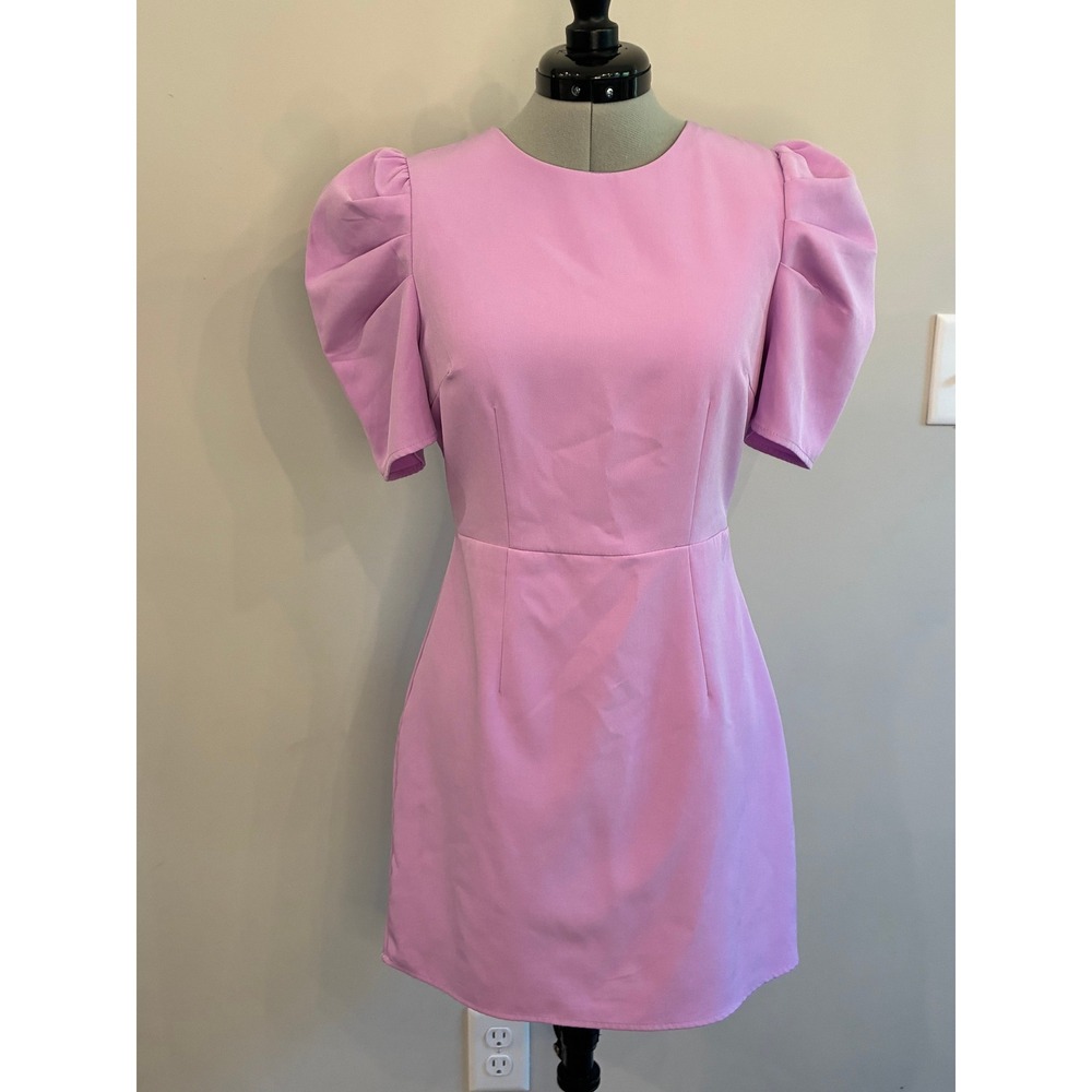 TCEC Lavender Lilac Puff Sleeve Crewneck Mini Dress | Size Small (S)